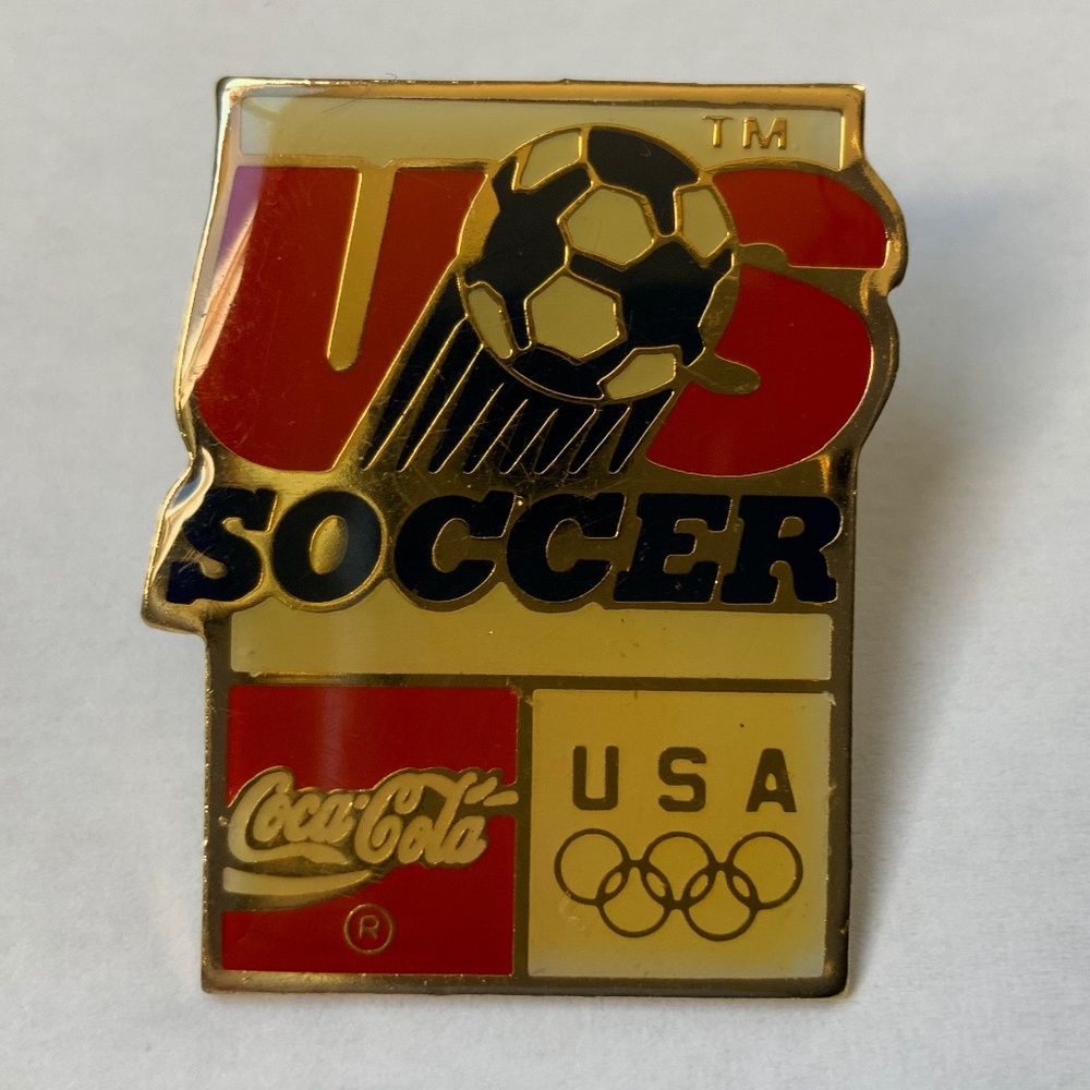 Set of 2 Vintage US Olympic Collector pins; Soccer & Cycling, Coca-Cola - Picture 3 of 5